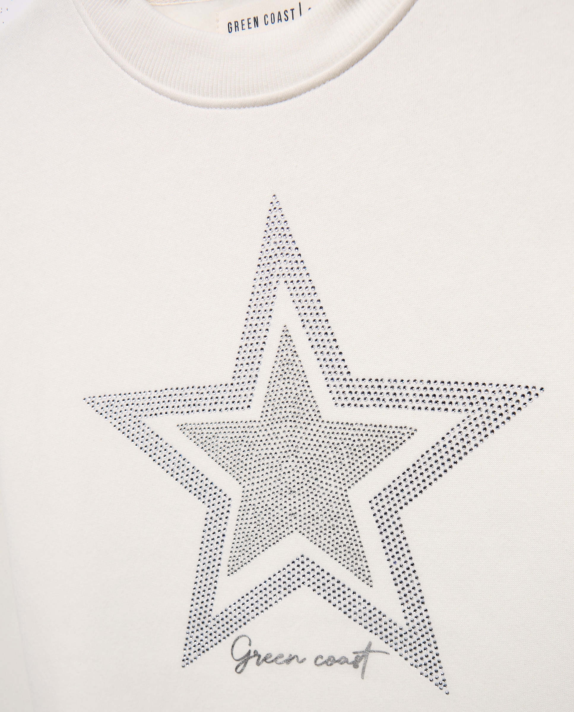 Sweatshirt de Estrela com Strass Branco-marfim-5