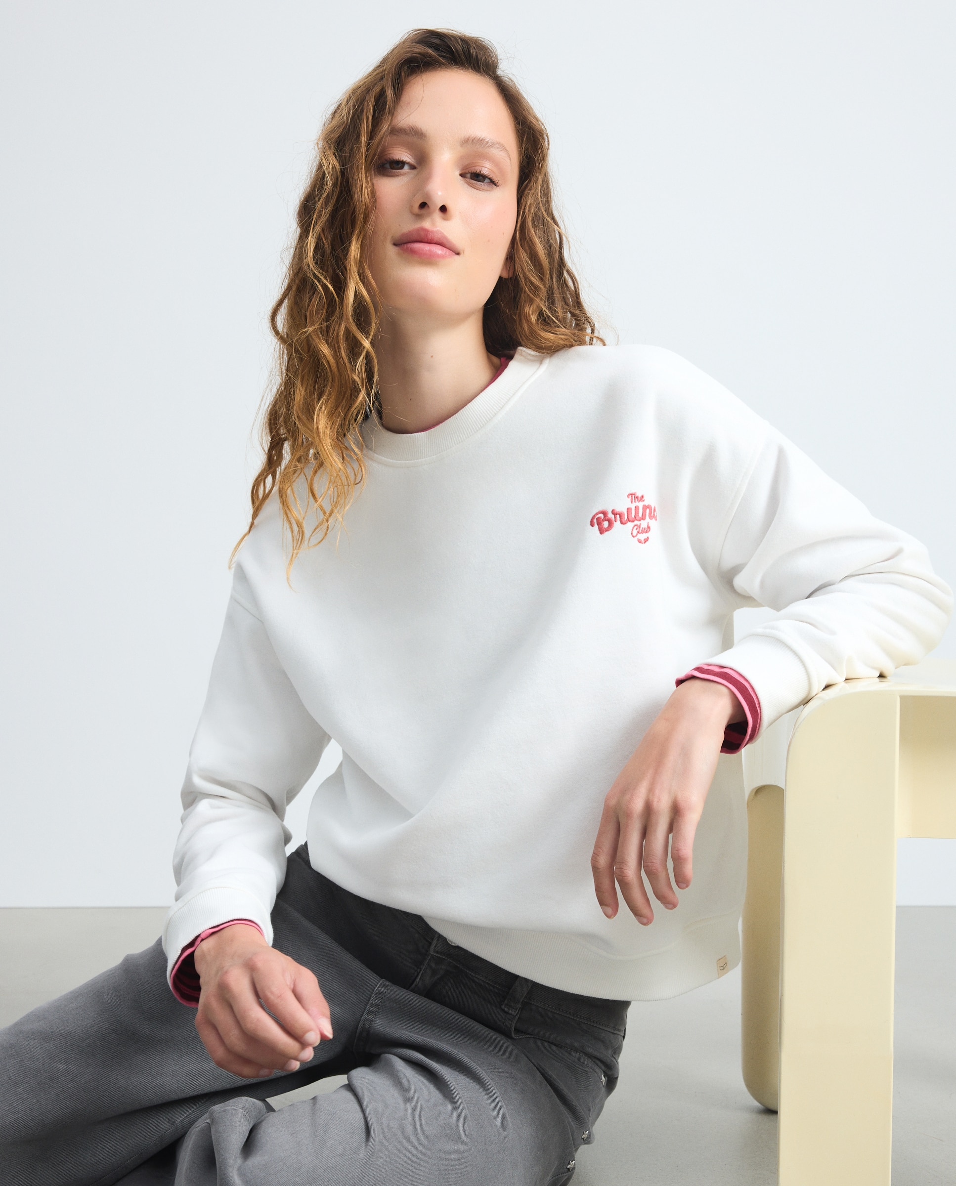 Sweatshirt com Estampado de Panquecas Branco-marfim-2