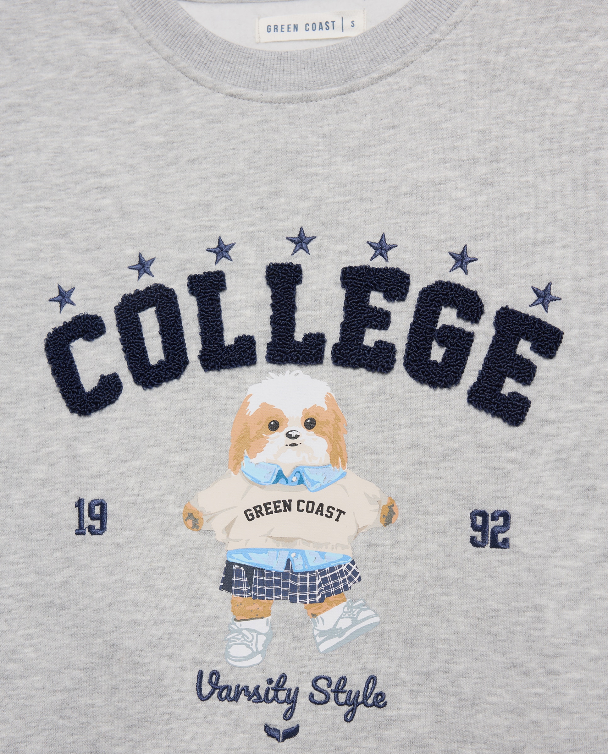 Sweatshirt com Estampado College de Cão Cinzento-claro-6