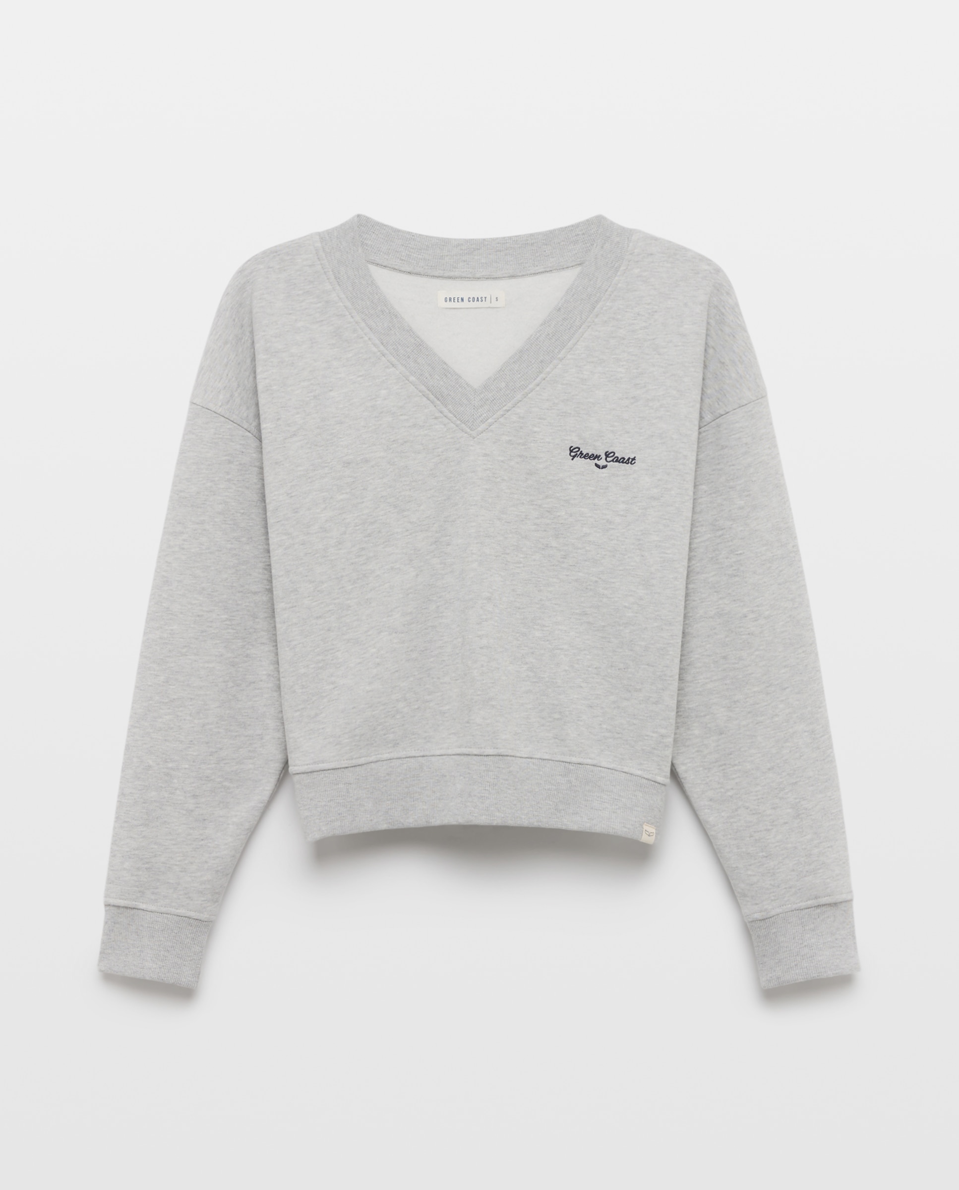 Sweatshirt com Decote em Bico e Logótipo Cinzento-claro-5
