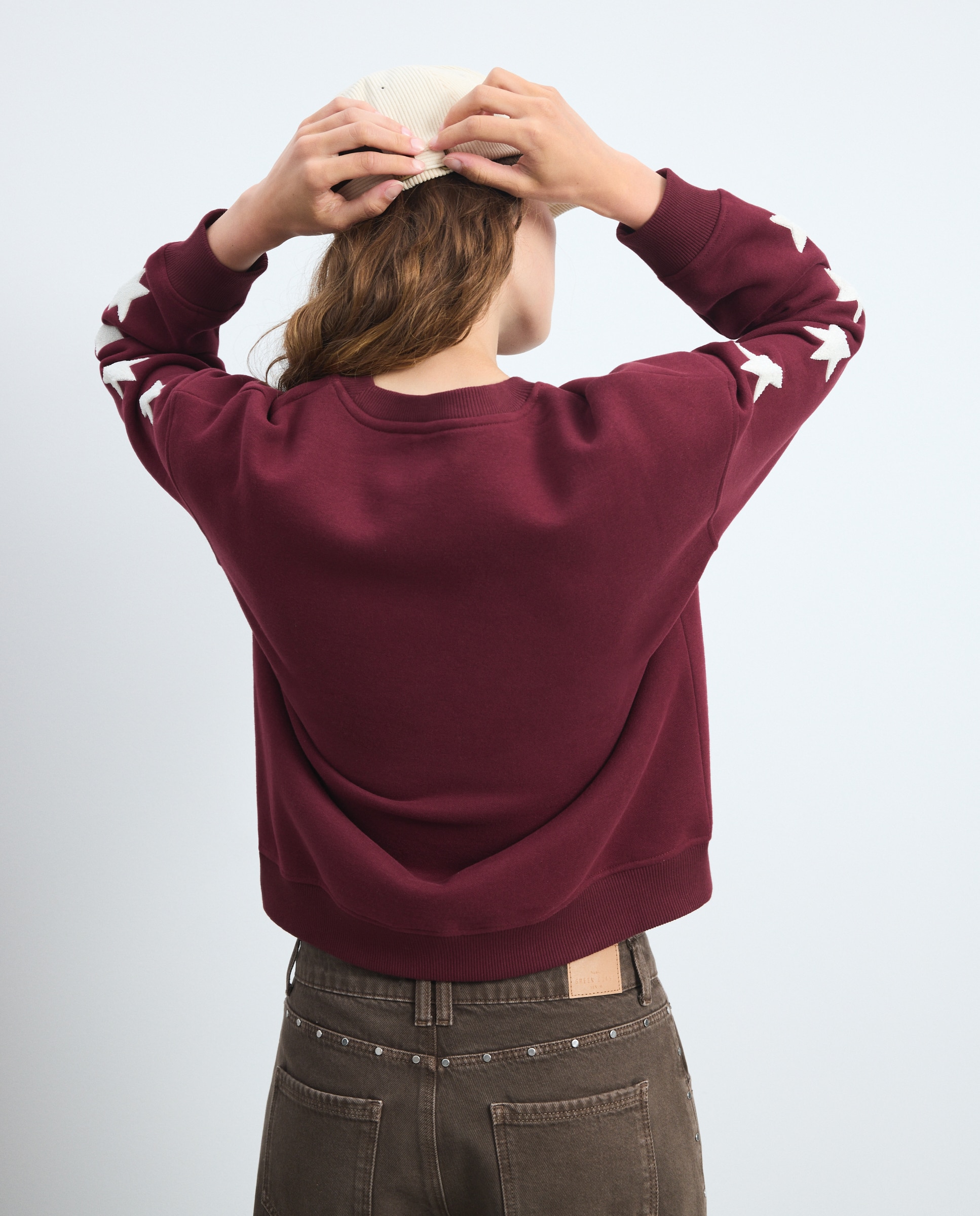 Sweatshirt com Estrelas Bordeaux-3