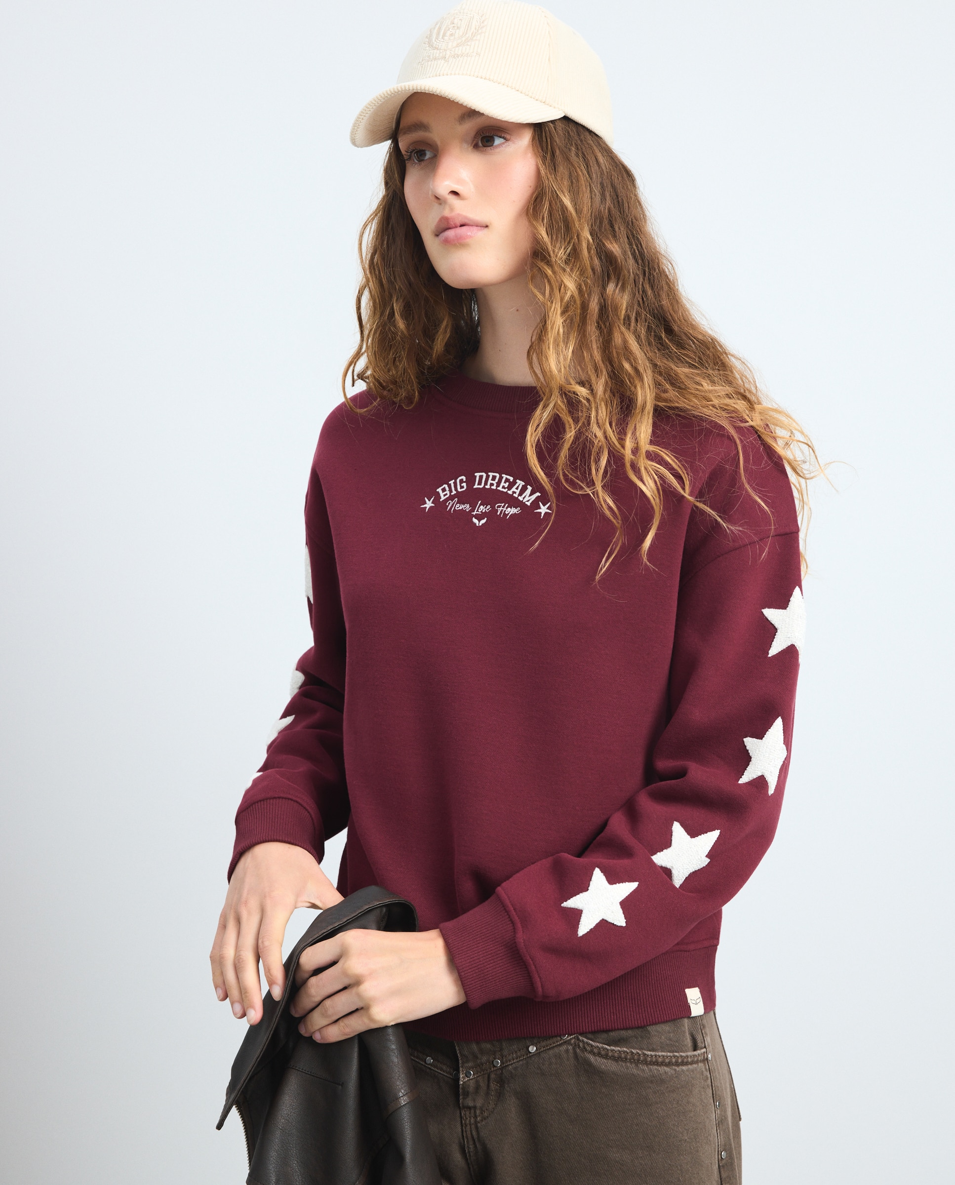 Sweatshirt com Estrelas Bordeaux-4