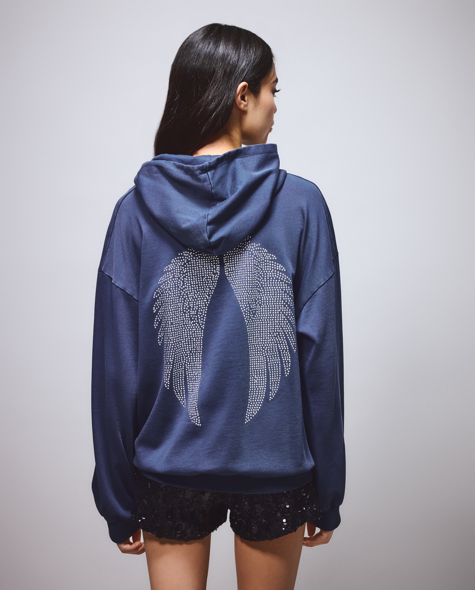 Sudadera de mujer con capucha y tachas - Green Coast - Azul marino Azul marino-3