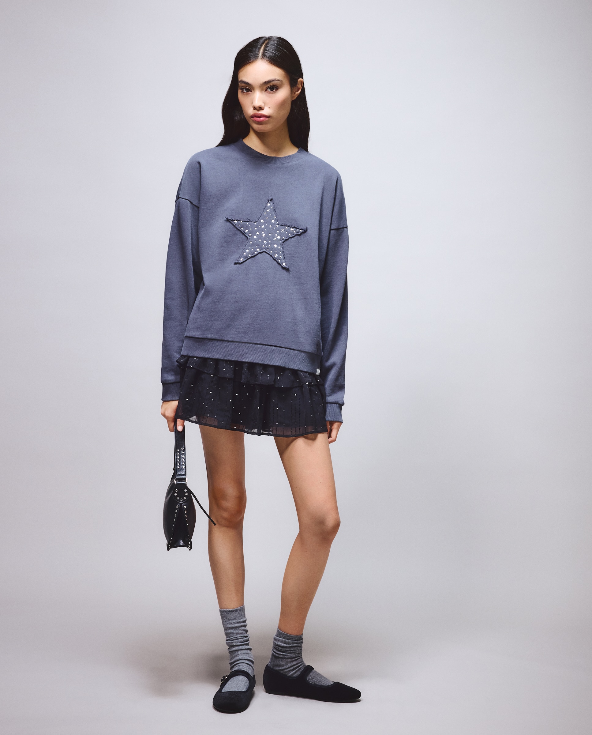 Imagen 0 de Sudadera manga ranglan de mujer con estrella 830 Antracita