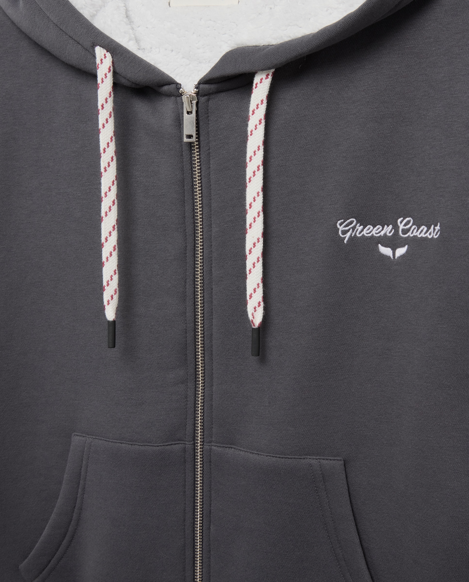 Sweatshirt Forrada com Pelo de Borrego com Capuz e Fecho de Correr 830 Antracite-2