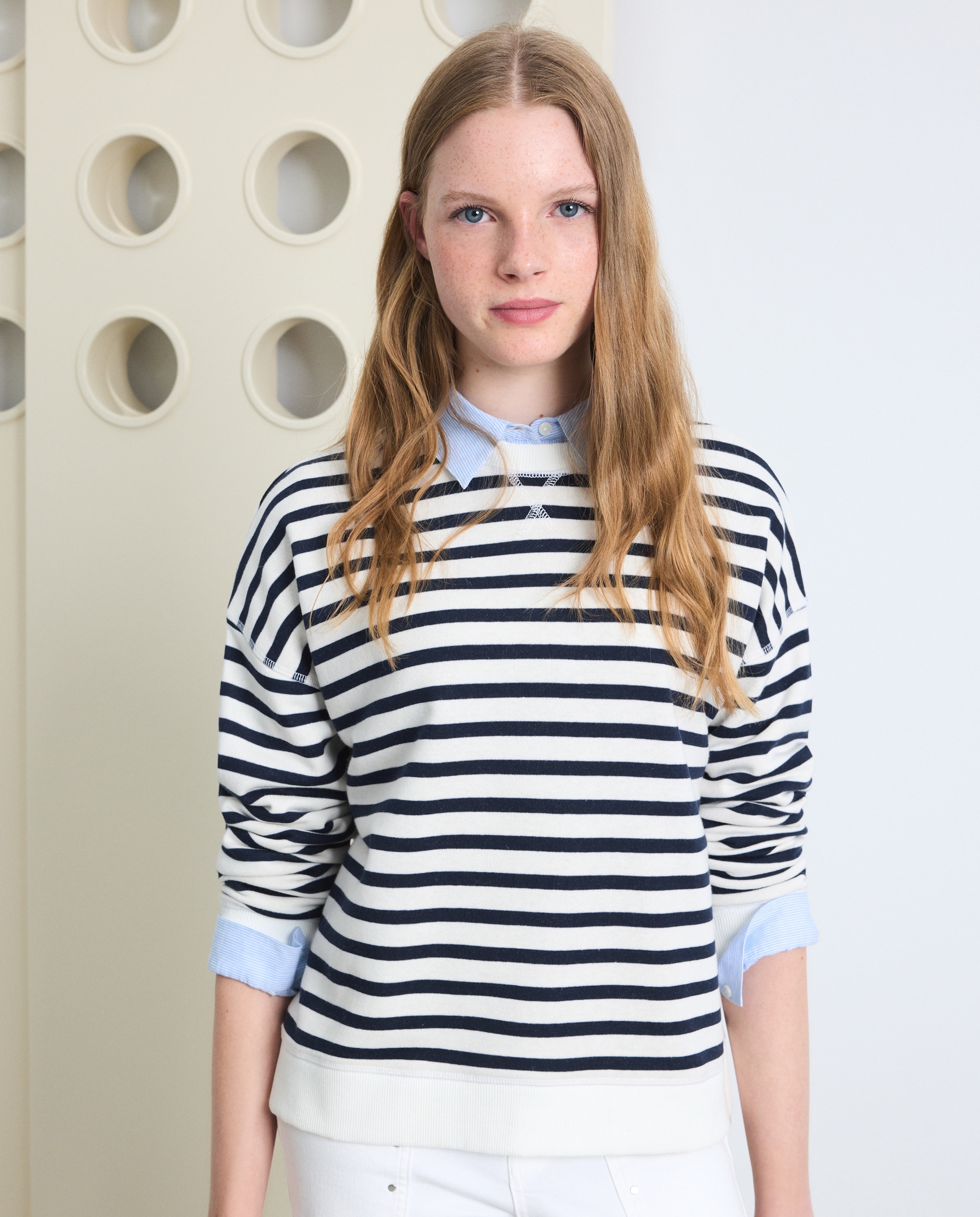 Sudadera de mujer rayas manga ranglan - Green Coast - Azul marino Azul marino-2