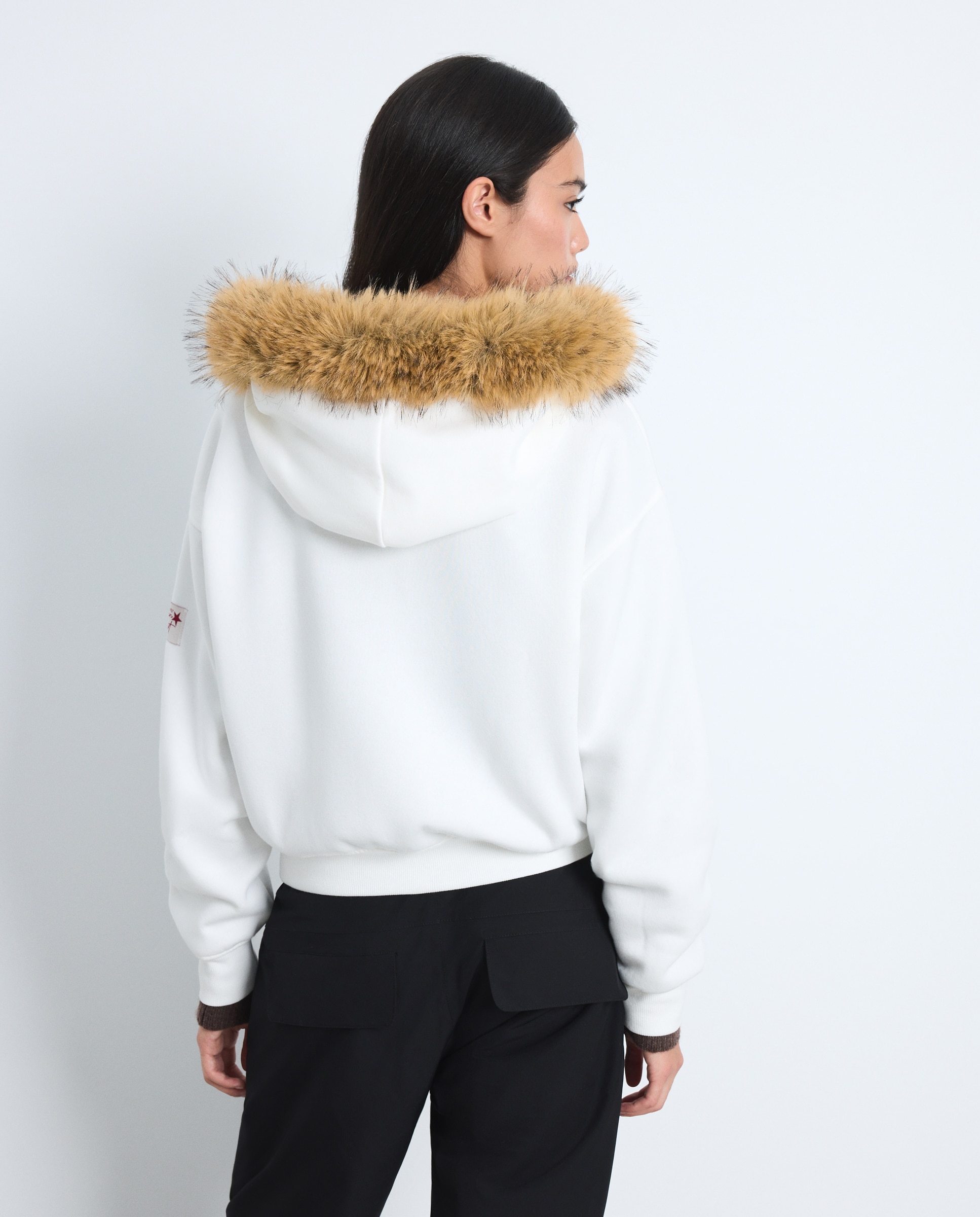 Sudadera capucha con pelo mujer - Green Coast - Blanco roto Blanco roto-3