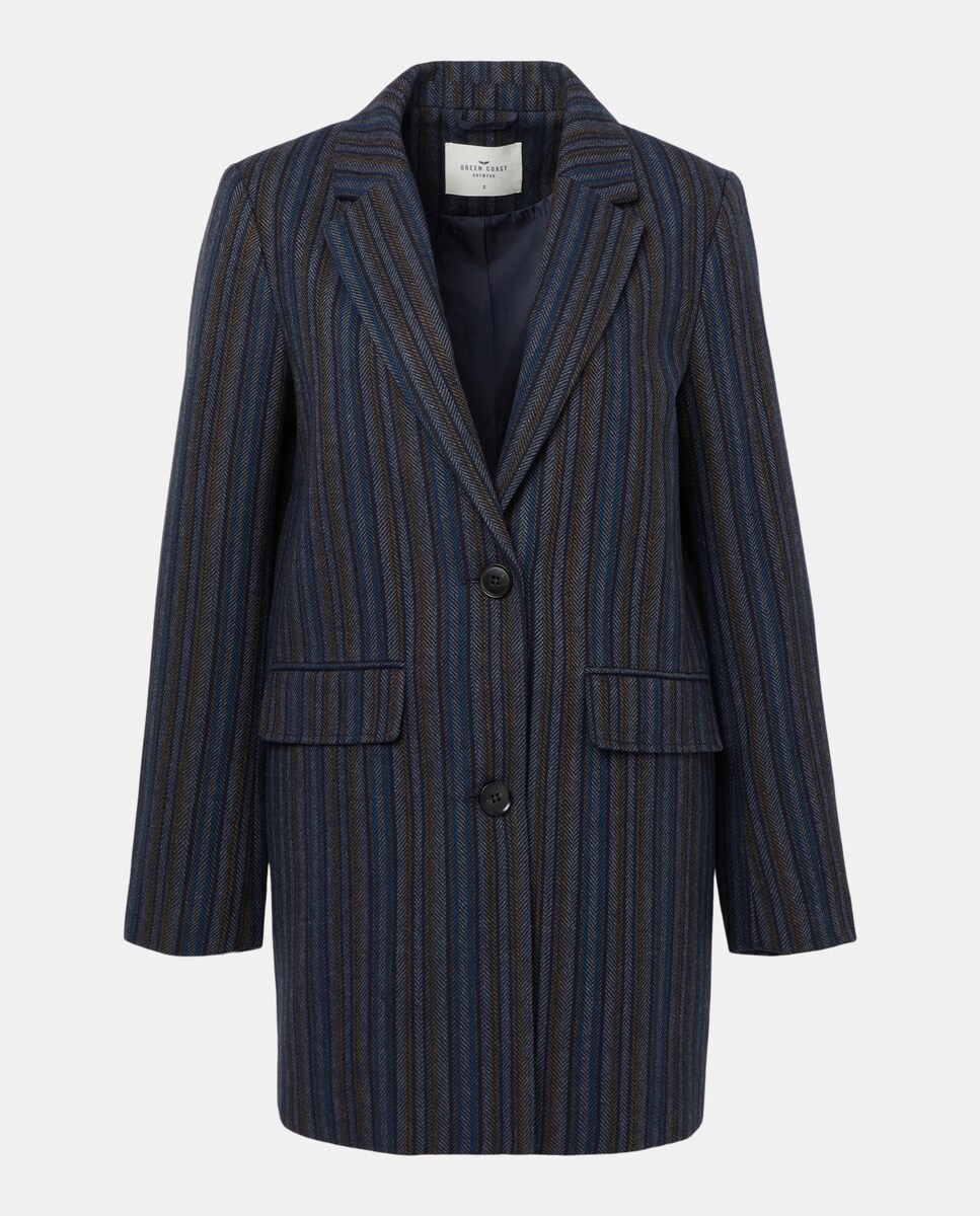 Sobretudo com Manga Justa Azul-marinho-4