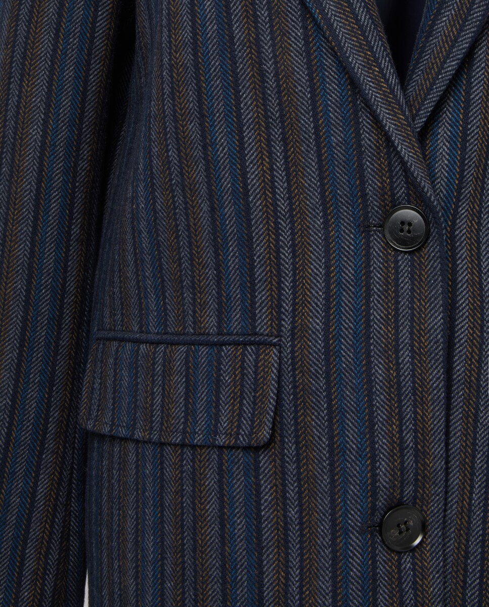 Sobretudo com Manga Justa Azul-marinho-5