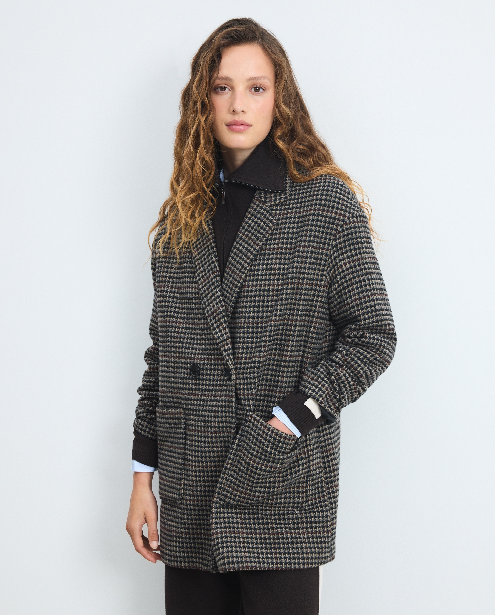 Abrigo de mujer manga caída cruzado - Green Coast - 820 Gris medio 820 Gris medio-1