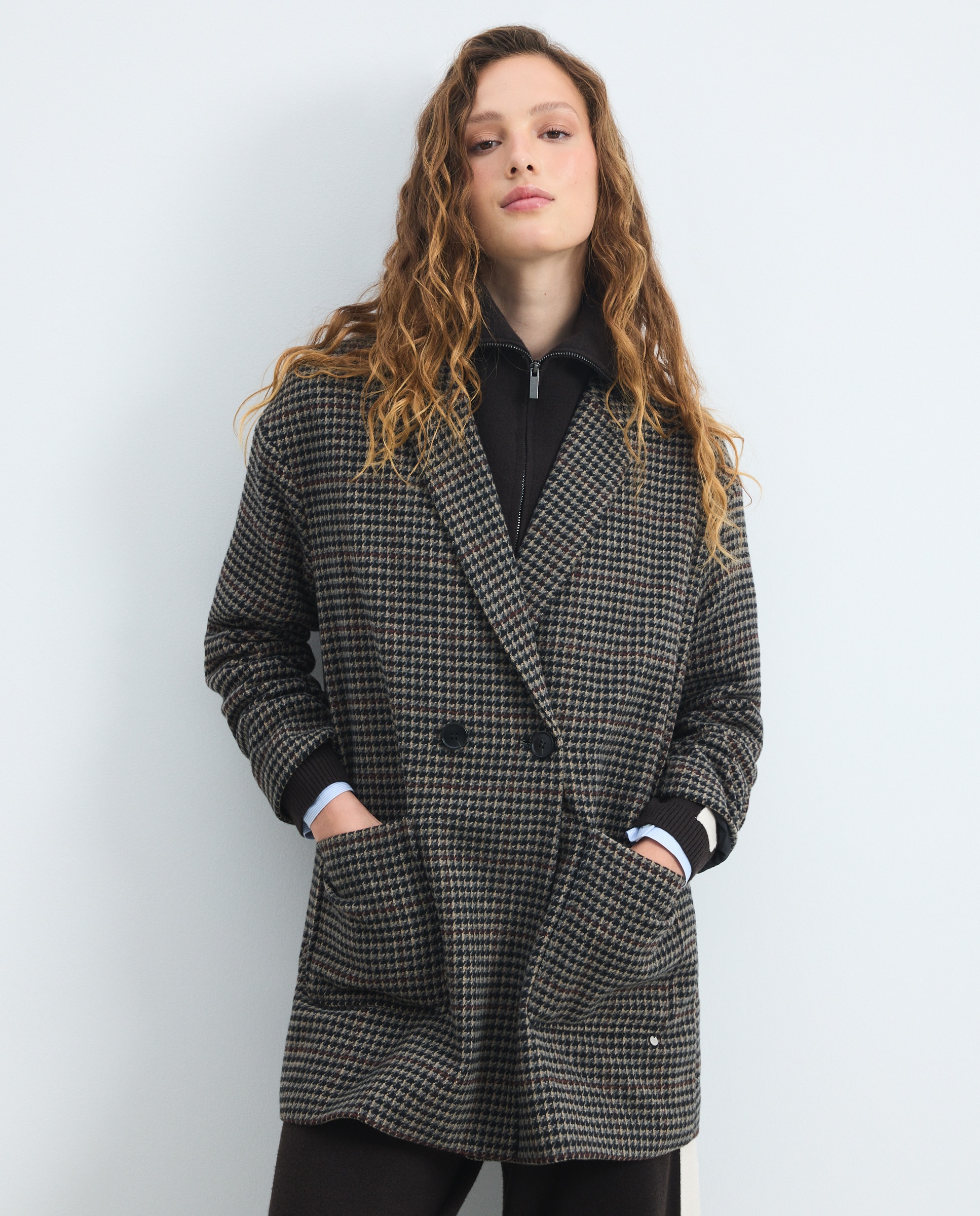 Abrigo de mujer manga caída cruzado - Green Coast - 820 Gris medio 820 Gris medio-4