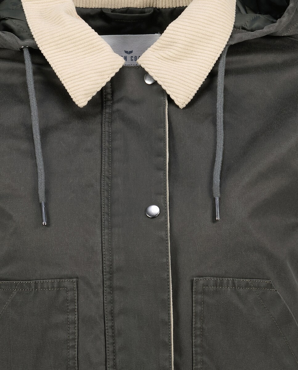 Gabardine Encerada Curta com Capuz 520 Caqui-5