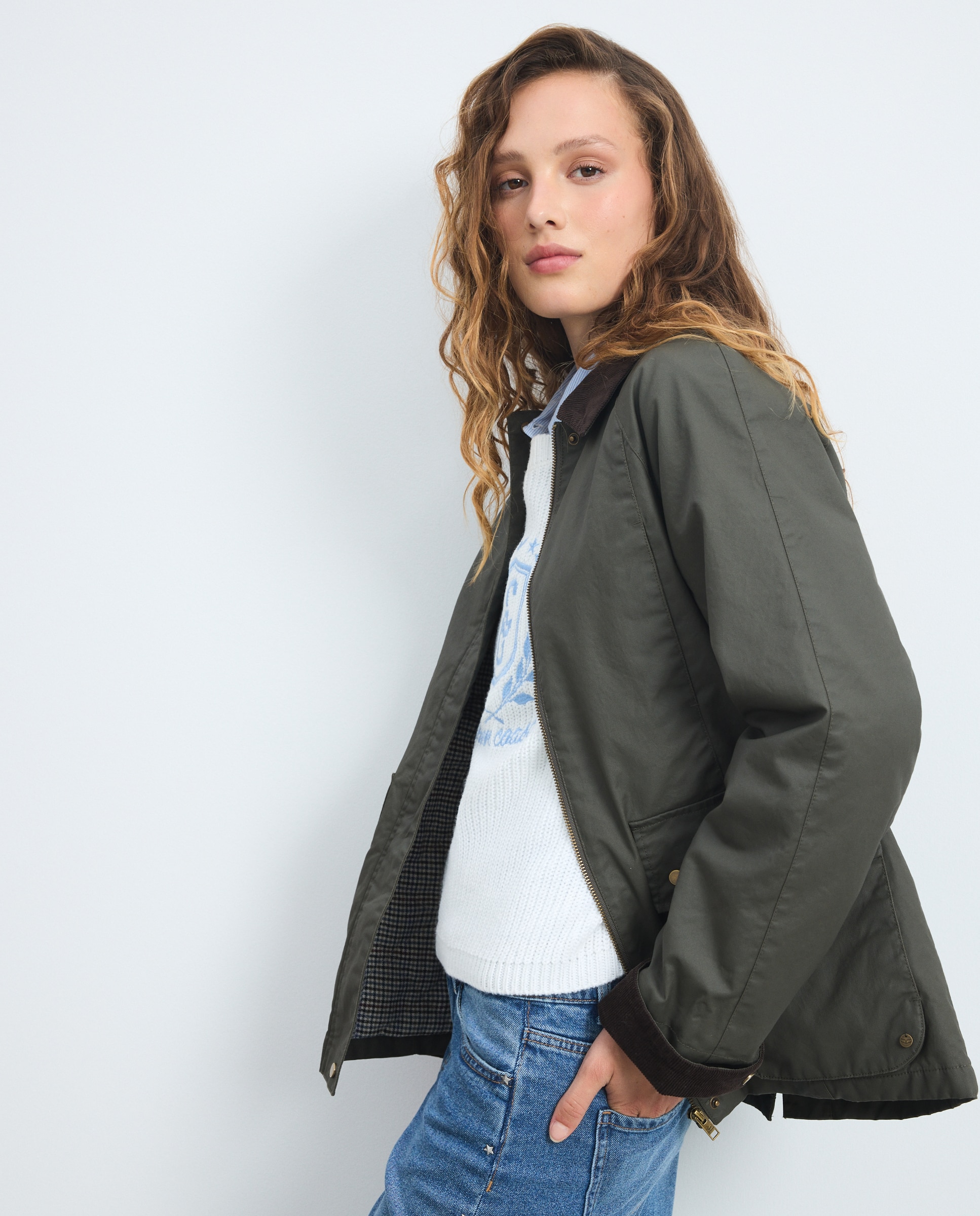 Parka encerado básico de mujer - Green Coast - 520 Kaki 520 Kaki-2