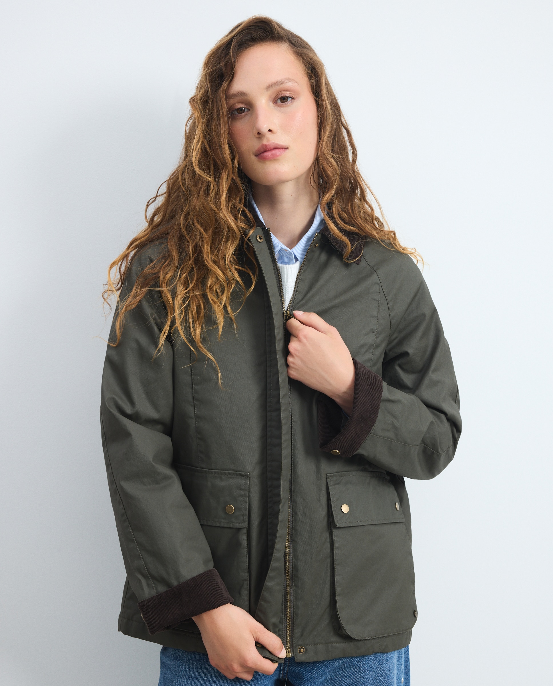 Parka encerado básico de mujer - Green Coast - 520 Kaki 520 Kaki-4