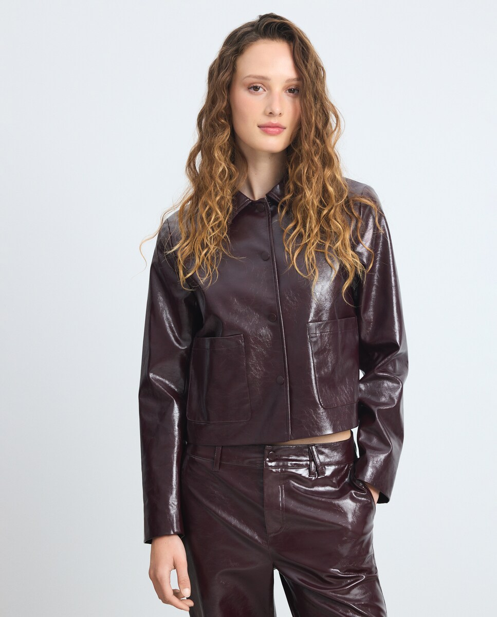 Imagen 0 de Chaqueta brillante de mujer Burdeos