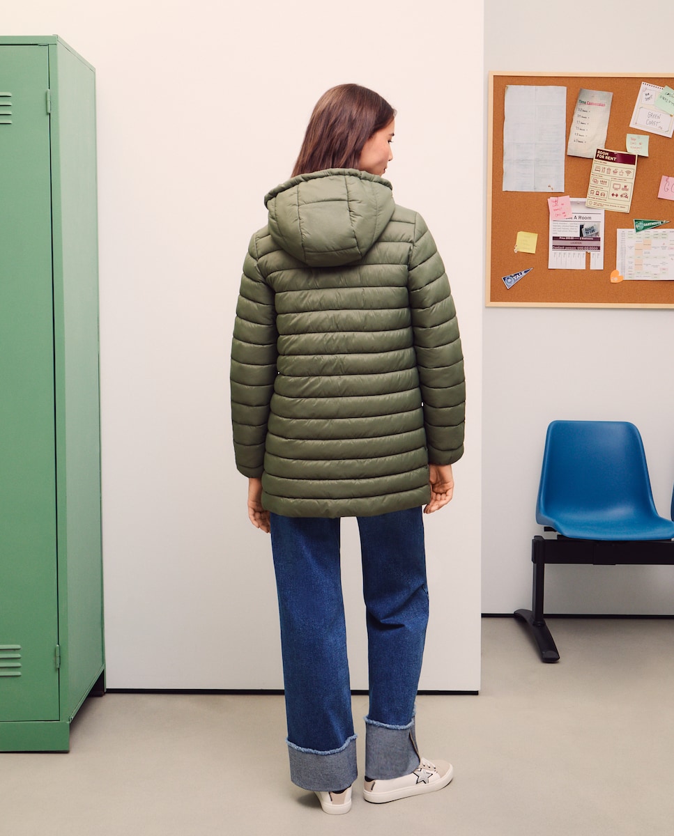 Casaco Acolchoado Ligeiro Comprido 520 Caqui-3