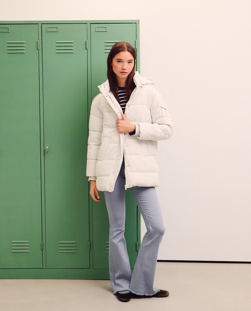 Imagem 0 de Casaco Acolchoado Comprido com Capuz