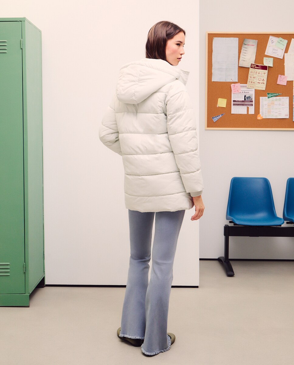Casaco Acolchoado Comprido com Capuz Rice Paper-3