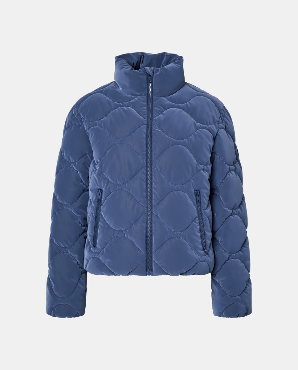 Sobretudo Acolchoado com Ondas Azul-marinho-4