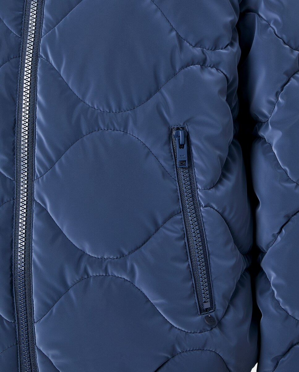 Sobretudo Acolchoado com Ondas Azul-marinho-5