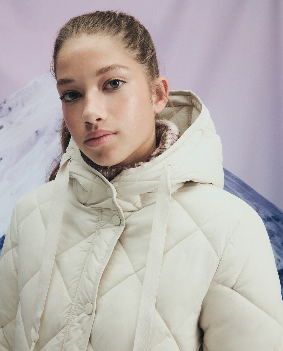 Blusão Acolchoado Liso com Capuz 850 Pedra-2