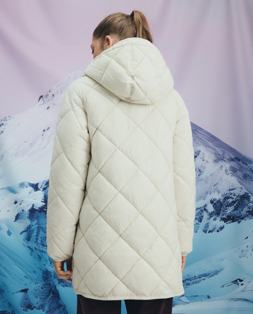 Blusão Acolchoado Liso com Capuz 850 Pedra-3