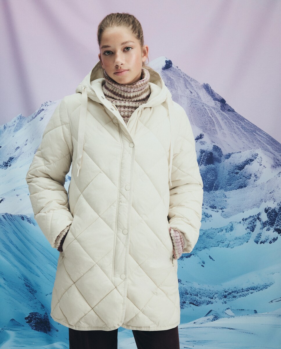 Blusão Acolchoado Liso com Capuz 850 Pedra-4