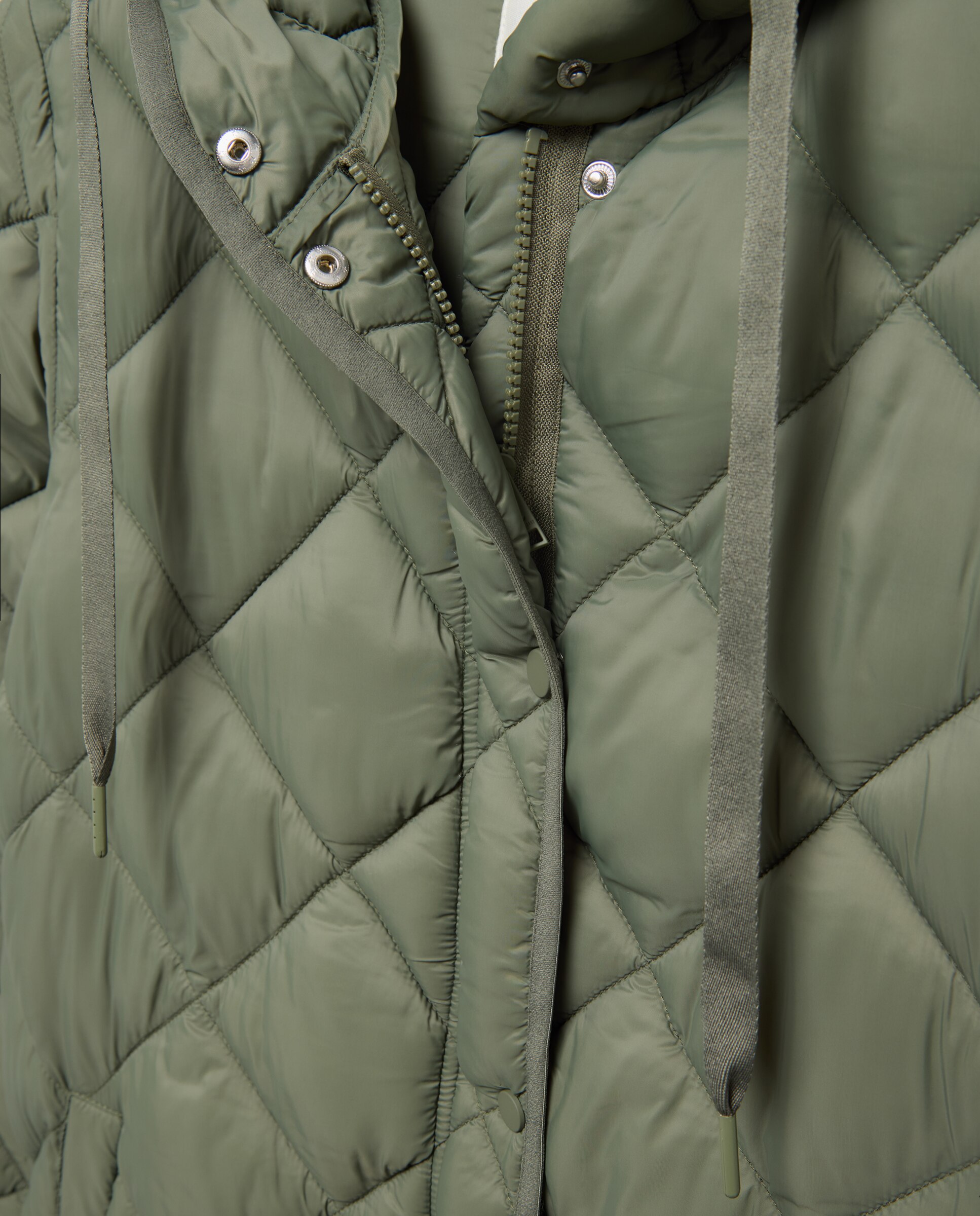 Abrigo acolchado de mujer rombo largo - Green Coast - 520 Kaki 520 Kaki-5