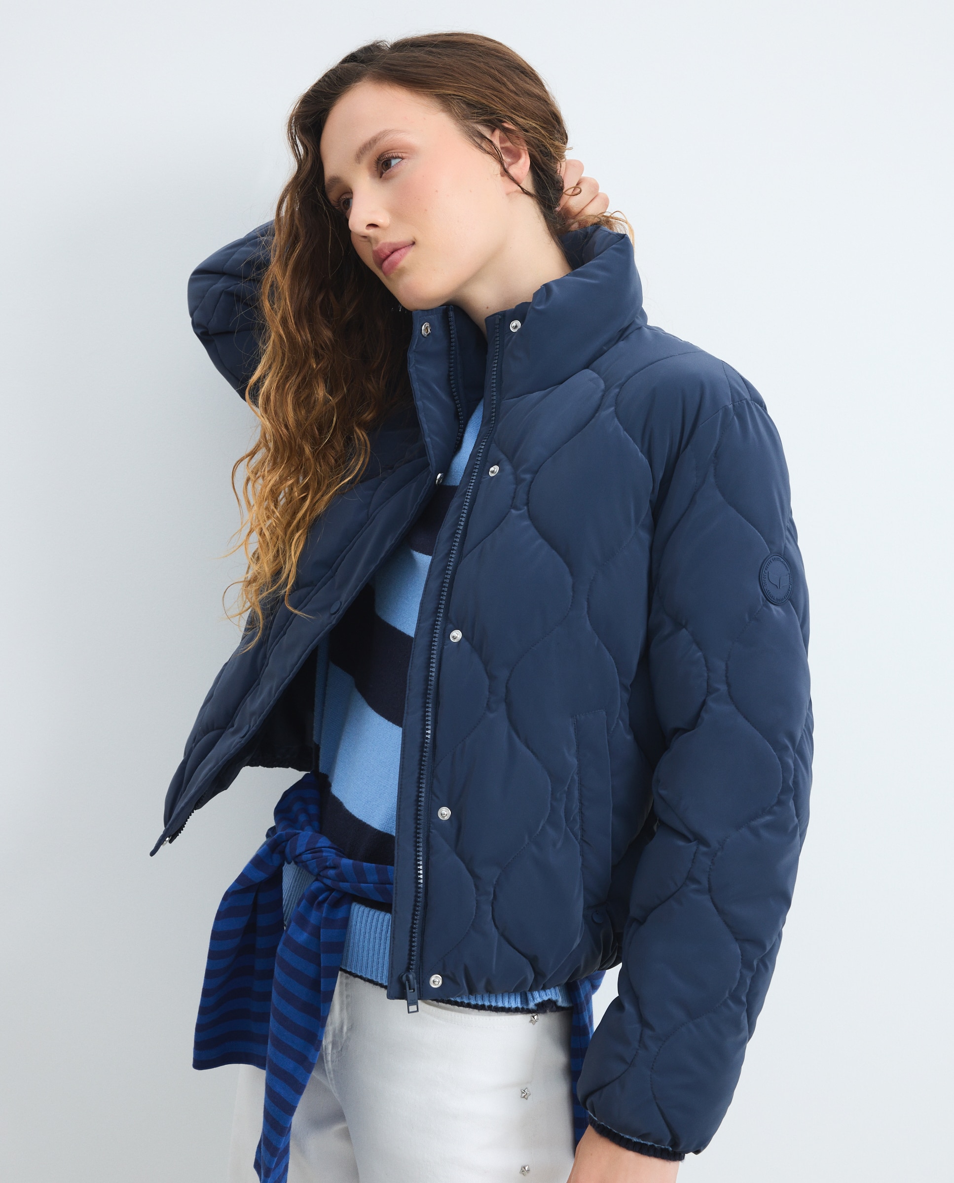 Abrigo acolchado de mujer olas - Green Coast - Azul marino Azul marino-2