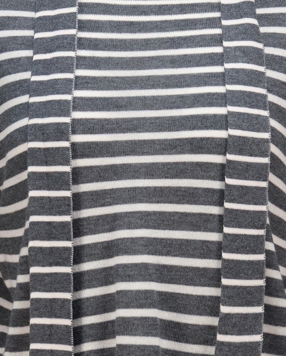 Camisola de Malha às Riscas com Gargantilha 820 Cinzento Médio-5