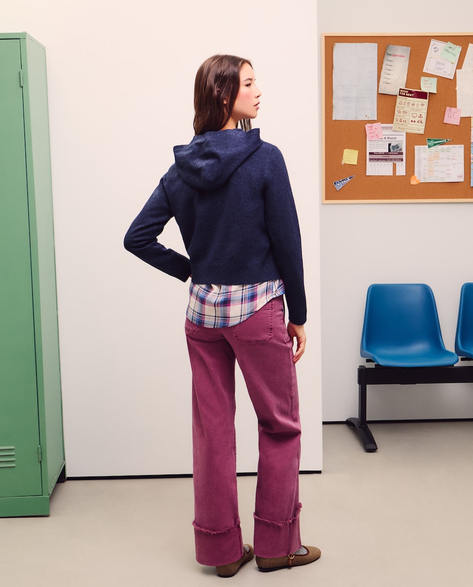 Camisola de Malha Lisa com Capuz 400 Azul-3