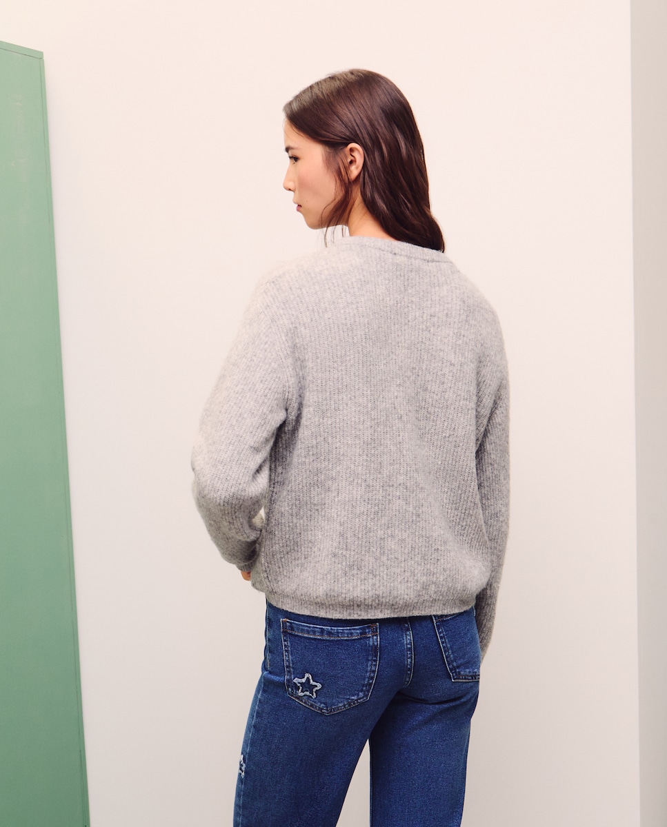 Camisola de Malha com Bordado de Número Branco-marfim-3