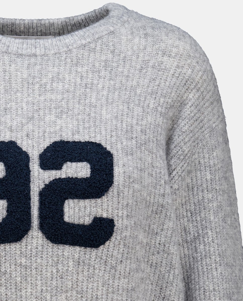 Camisola de Malha com Bordado de Número Branco-marfim-5