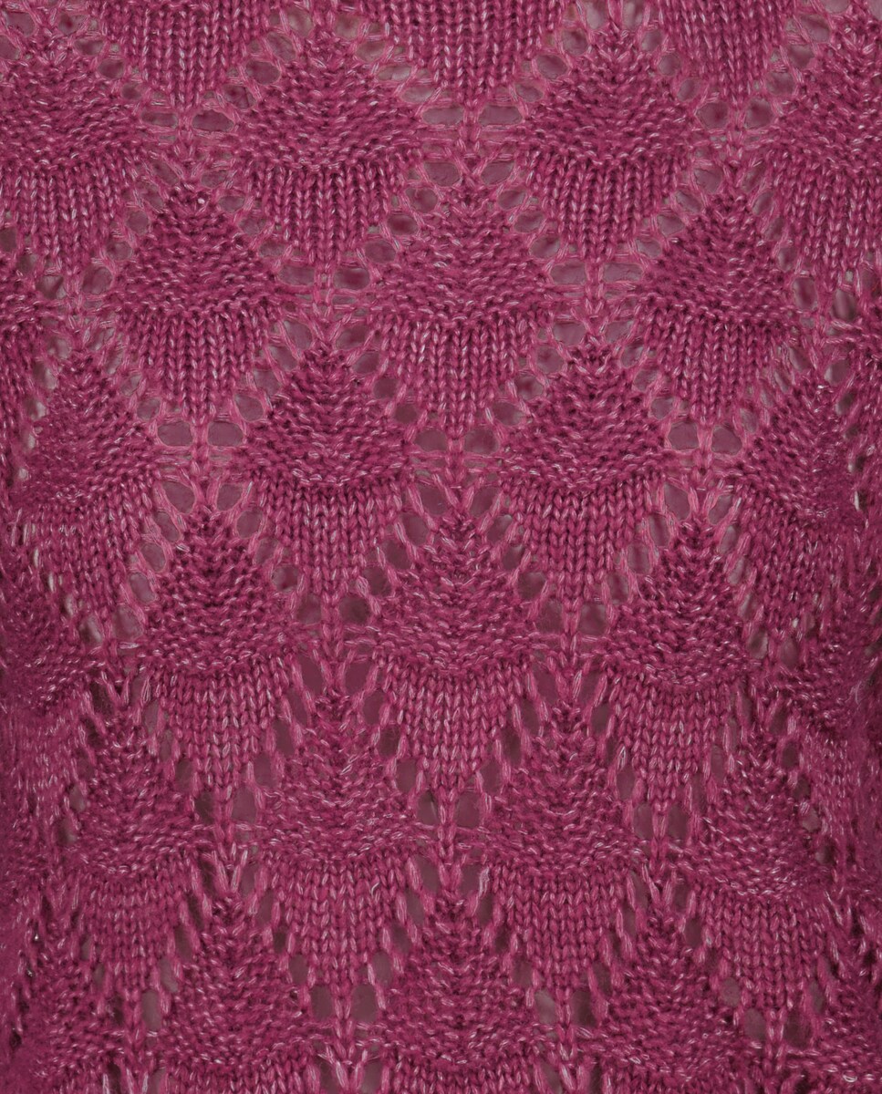 Camisola de Malha Rendilhada com Folhas Ameixa-5