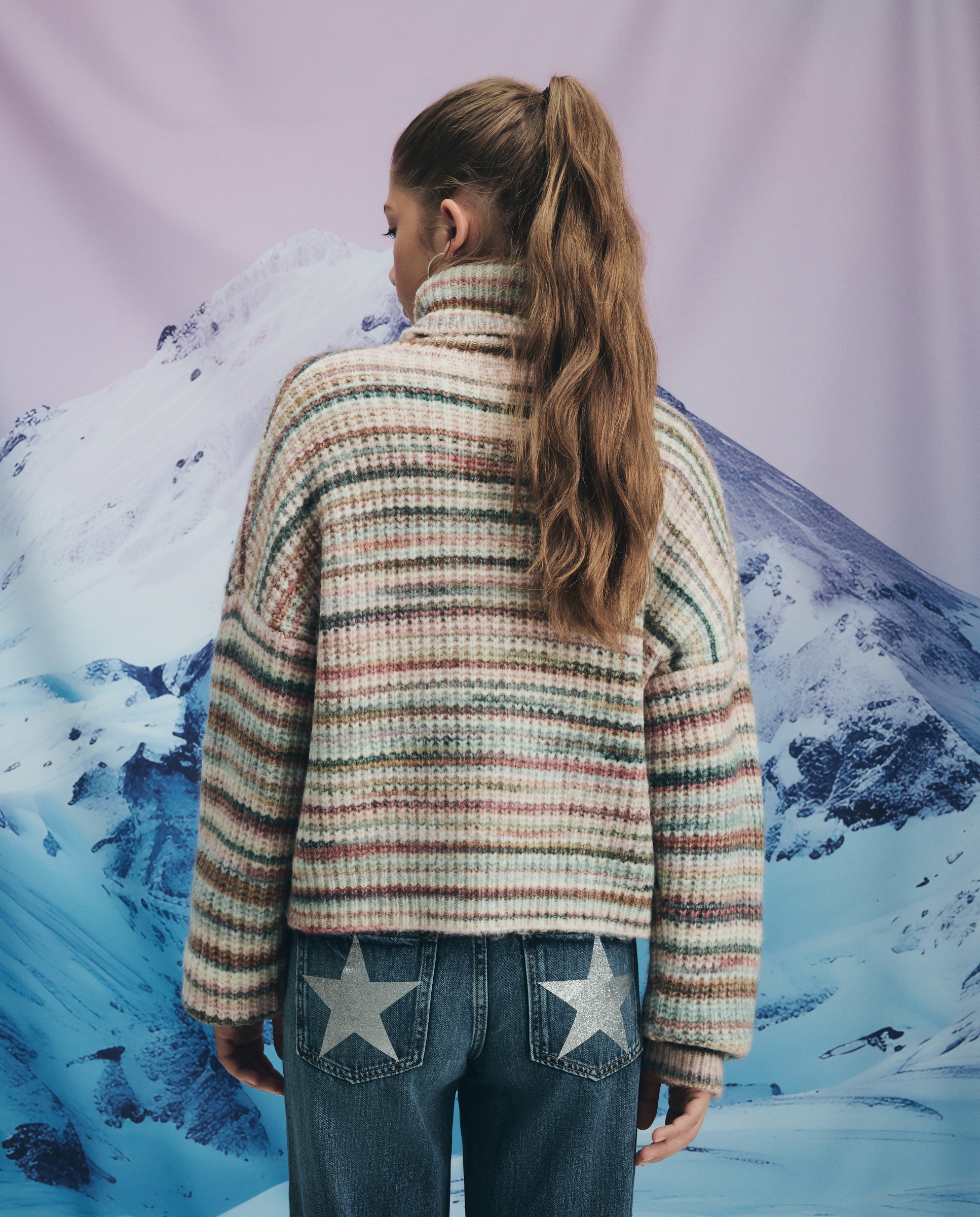 Camisola de Malha com Gola Cisne - Multicolor 220 Rosa Pálido-2