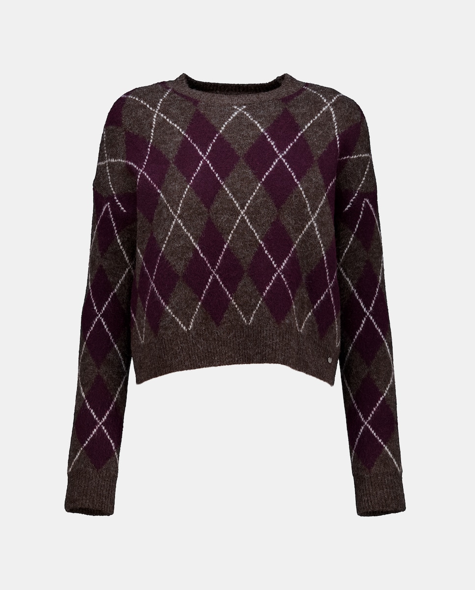 Camisola de Malha com Losangos 580 Musgo-5