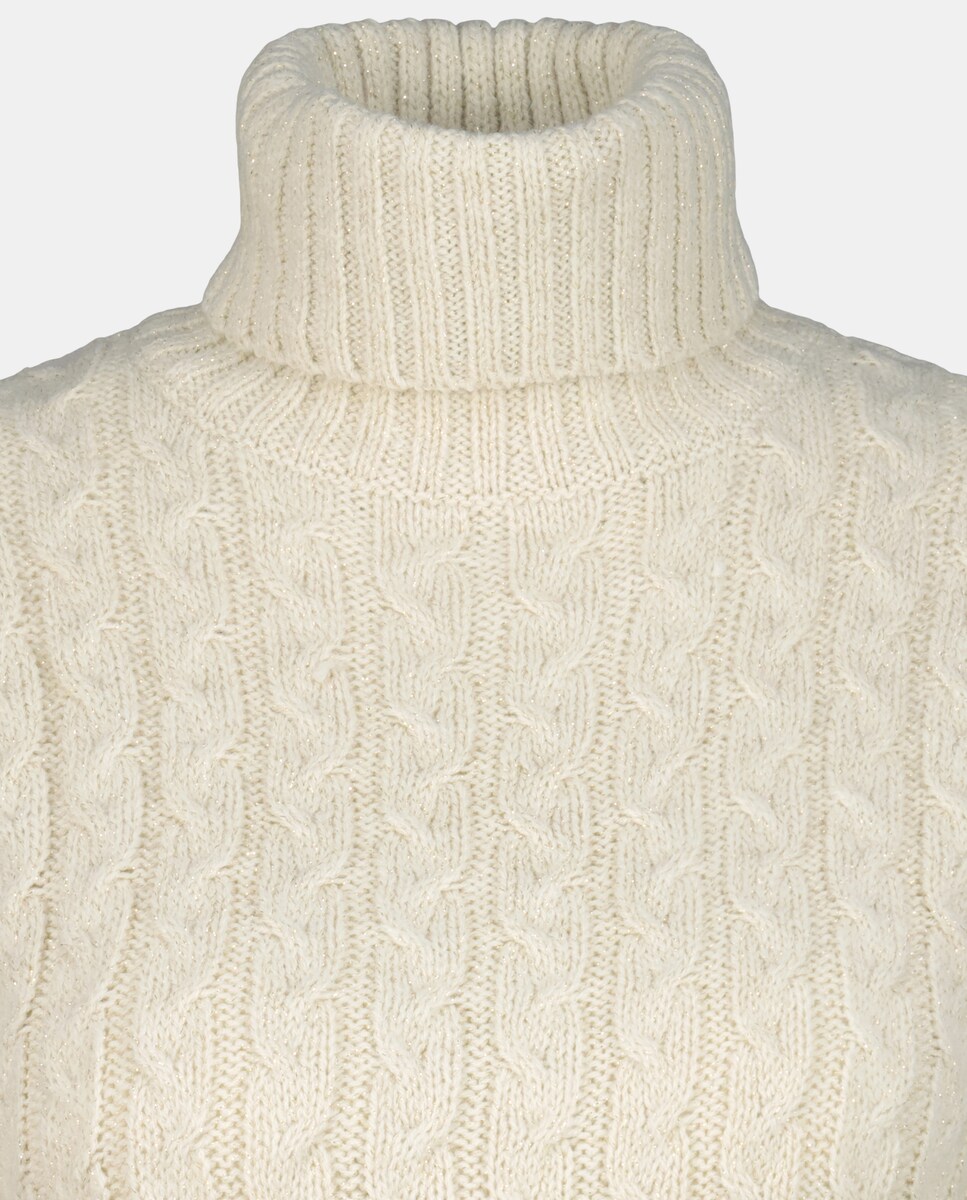 Camisola de Malha de Gola Cisne com Cut Out e Malha do Cabo 120 Cru-6