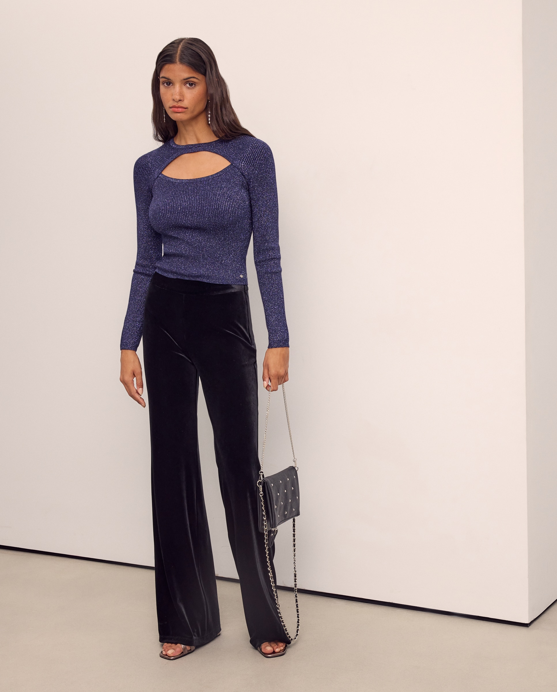 Camisola de Malha com Mangas Azul-marinho-3