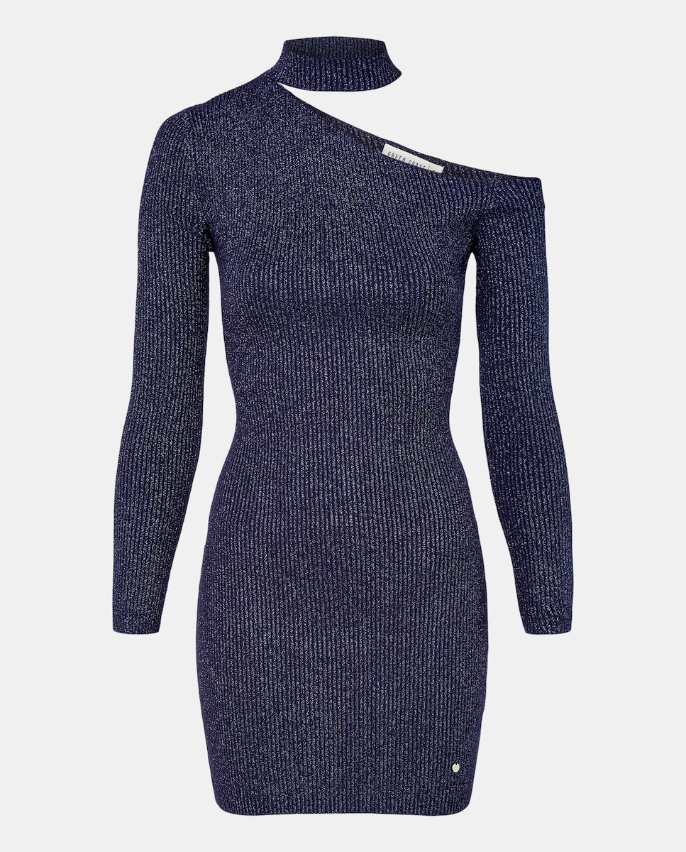 Vestido Assimétrico com Gargantilha Azul-marinho-5