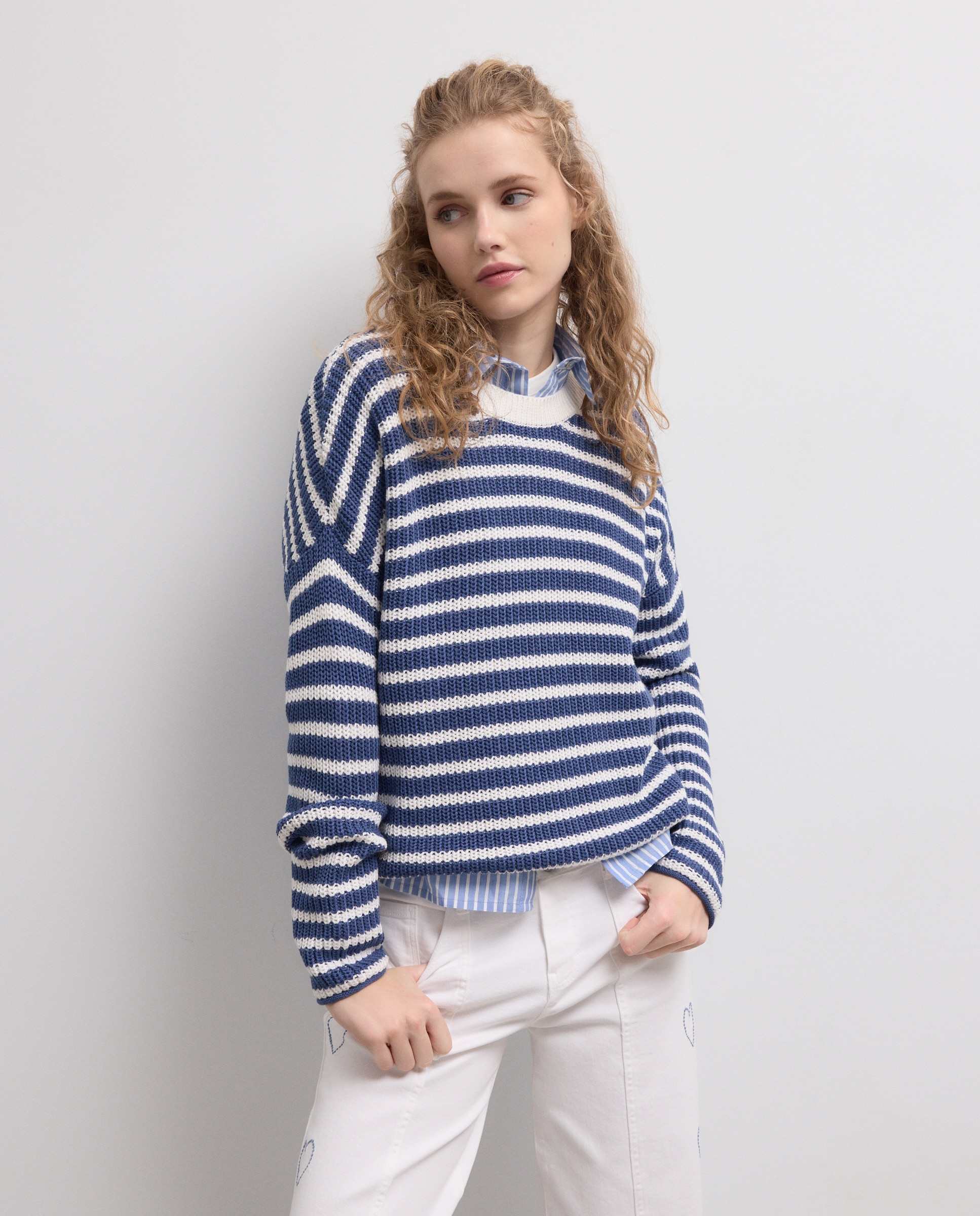 Jersey de mujer de manga larga oversize - Green Coast - 220 Rosa palo Azul-1