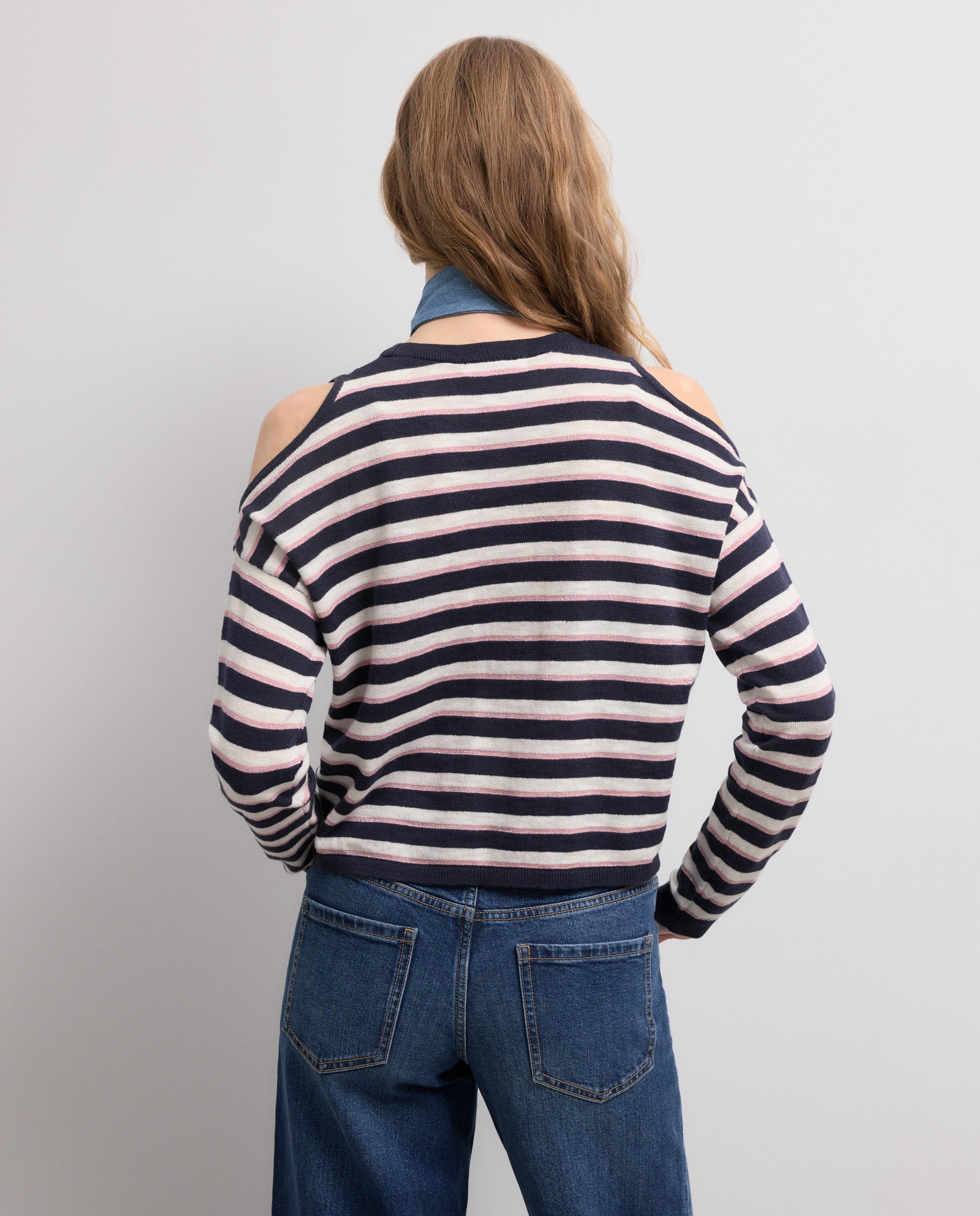 Camisola de Malha de Manga Comprida com Estampado Azul-marinho-3