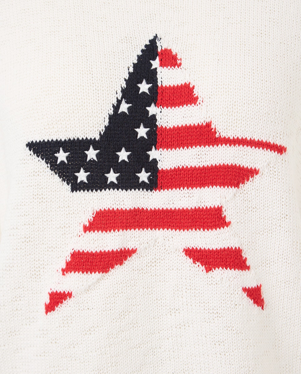 Camisola de Malha de Manga Comprida com Estampado 120 Cru-6