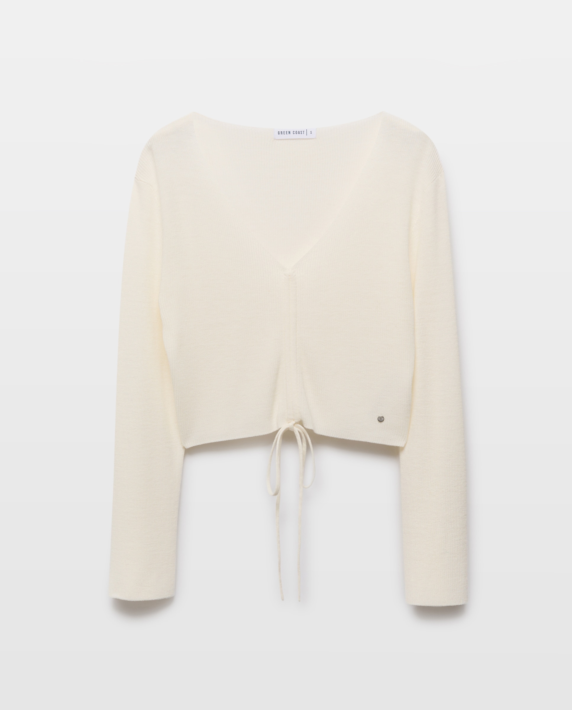 Camisola de Malha com Decote em Bico com Franzido 120 Cru-5