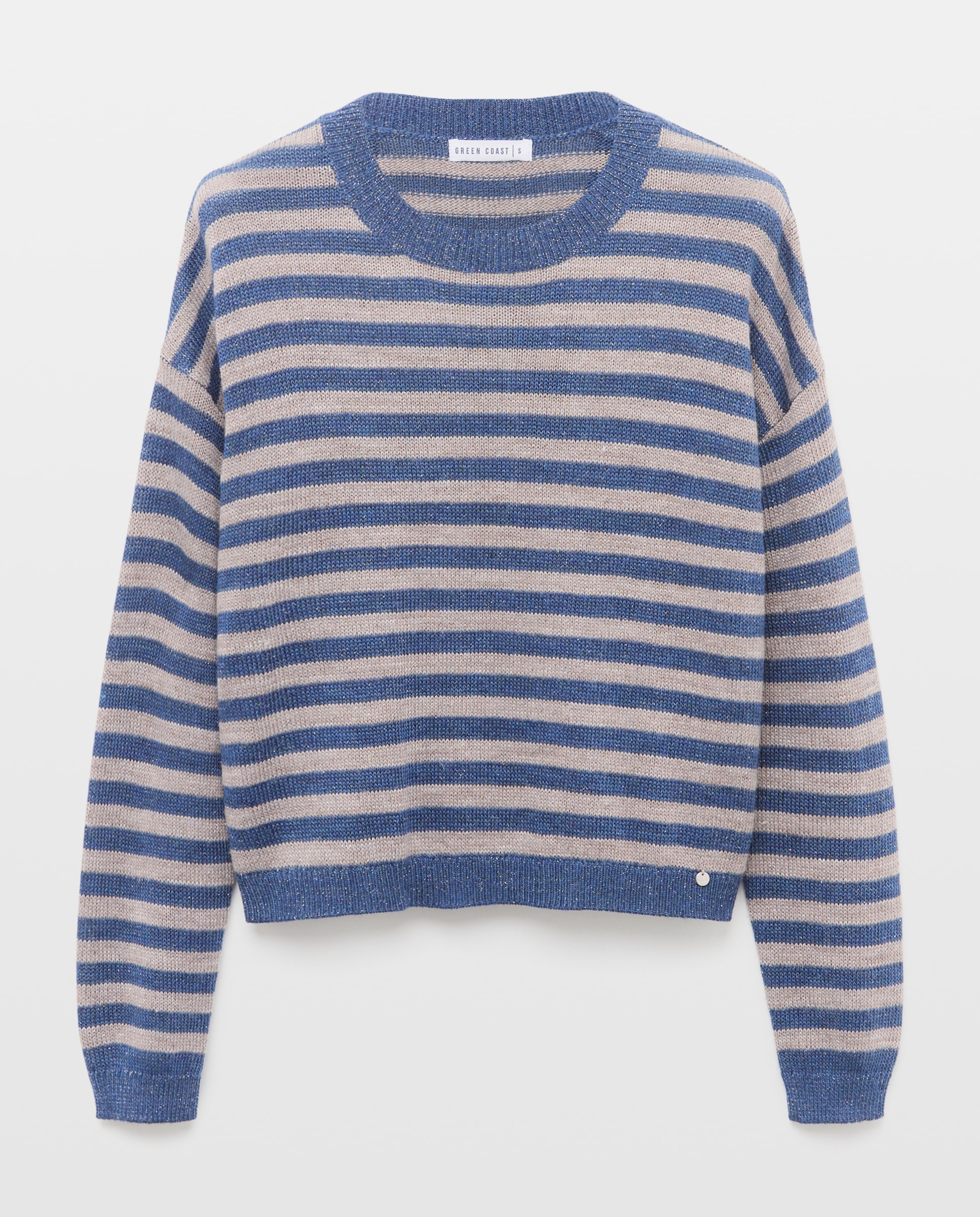 Camisola de Malha Loose com Fio Metalizado Azul-marinho-5