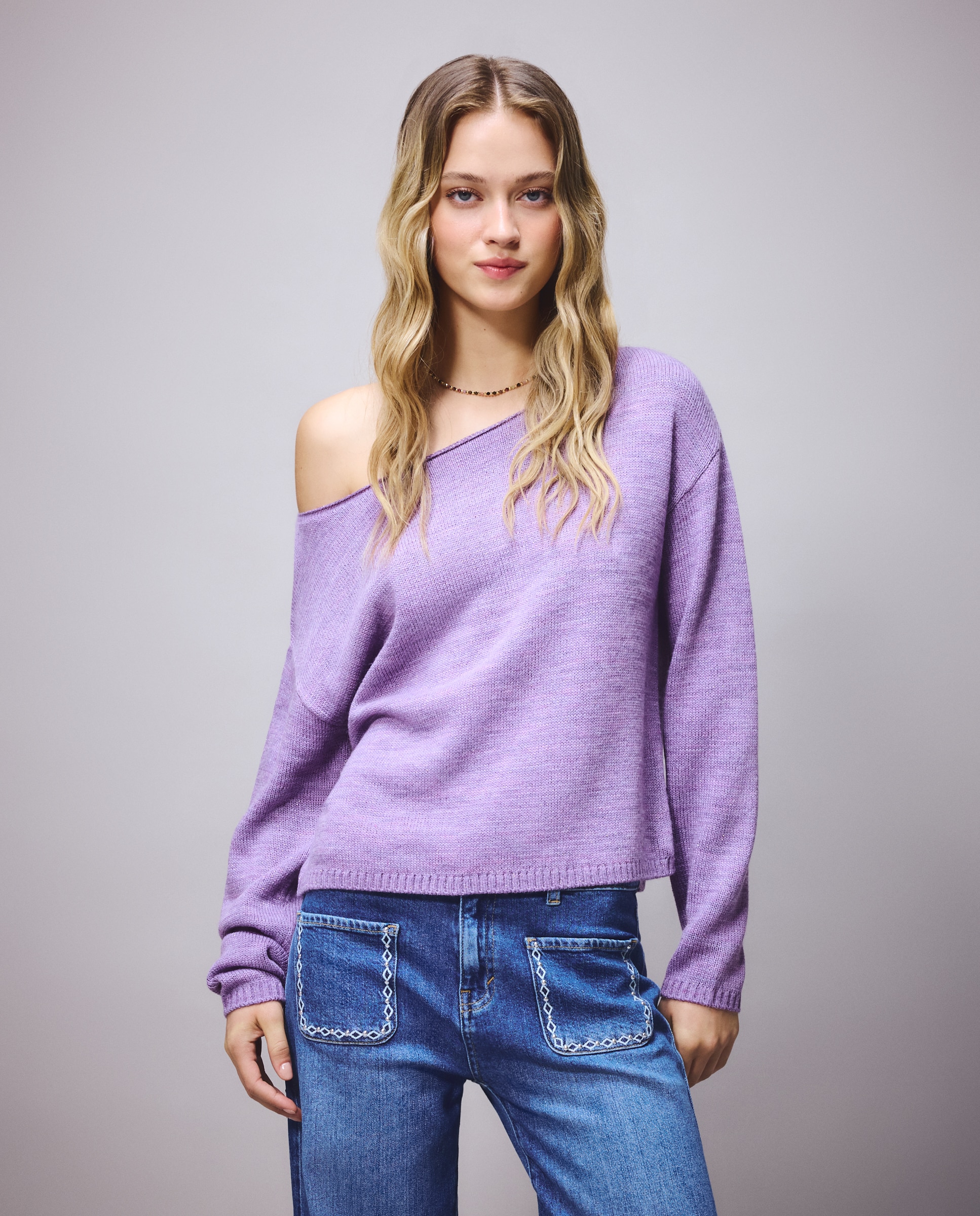 Imagen 1 de Jersey loose de mujer con escote barco - Green Coast - 282 Malva 282 Malva