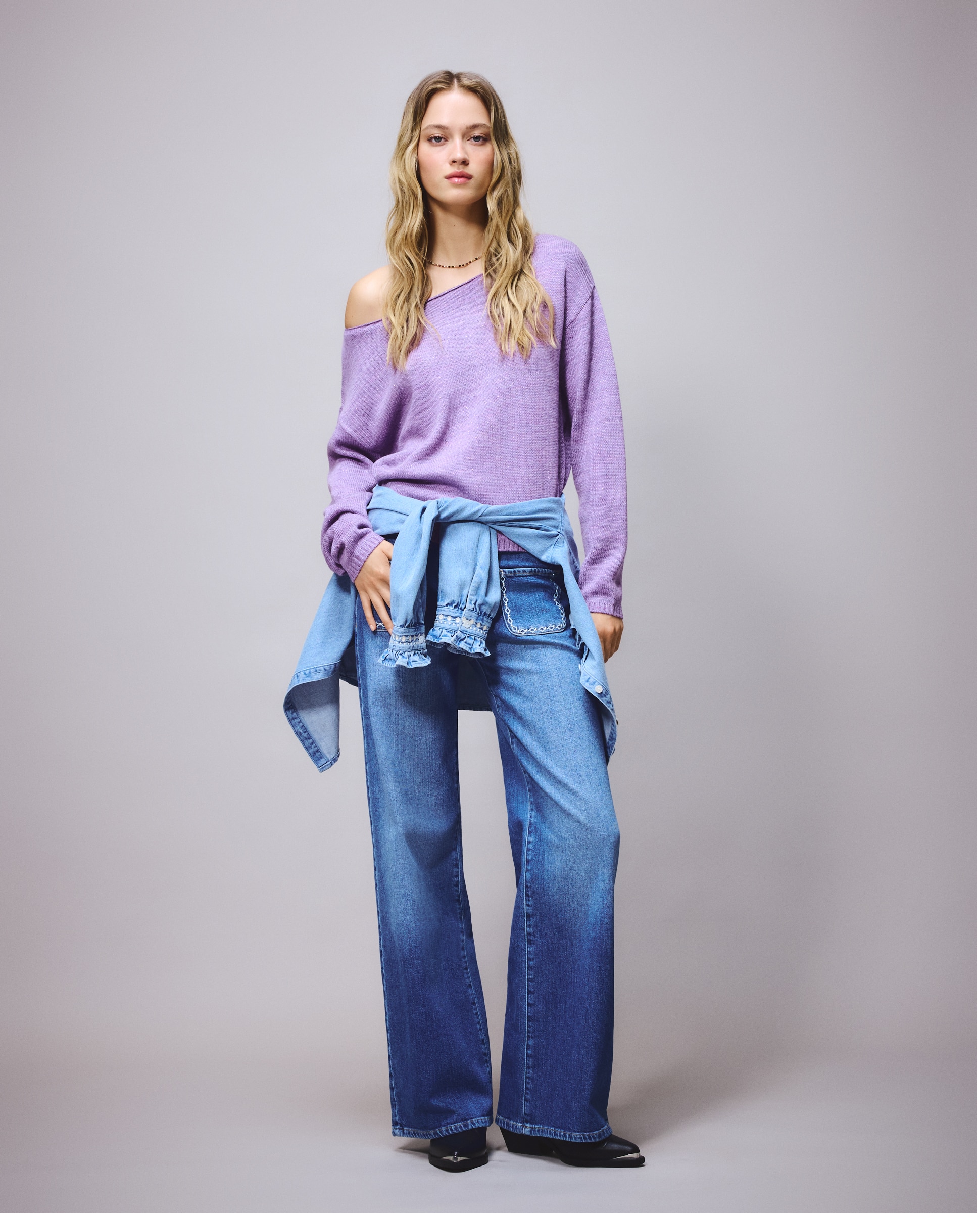 Imagen 2 de Jersey loose de mujer con escote barco - Green Coast - 282 Malva 282 Malva