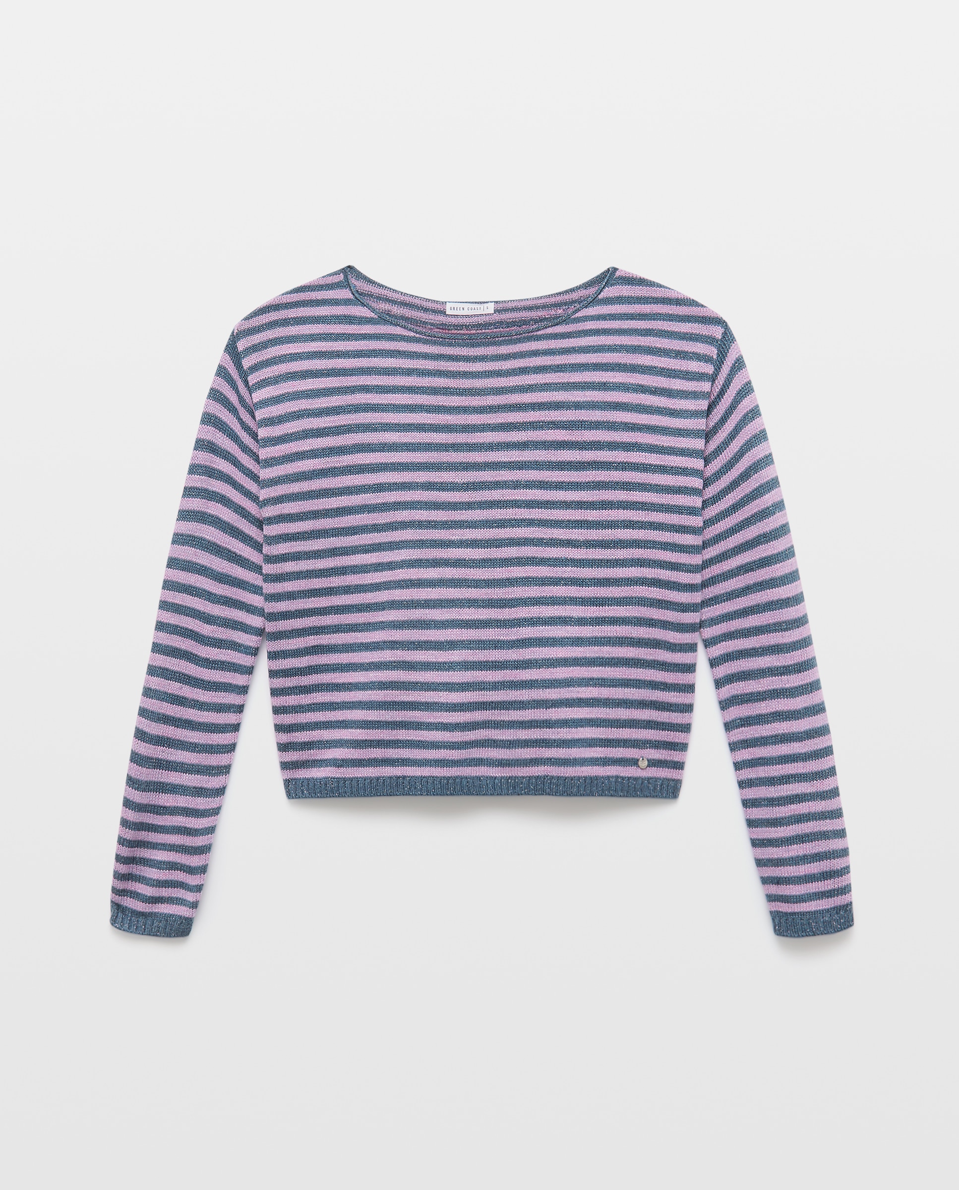 Camisola de Malha Loose com Decote à Barco Azul Intenso-4