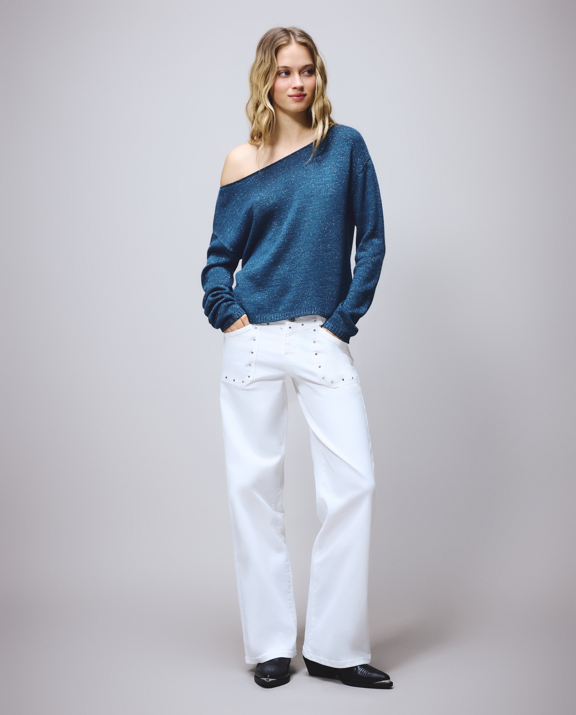 Imagen 2 de Jersey loose de mujer con escote barco - Green Coast - Verde Pato Verde Pato