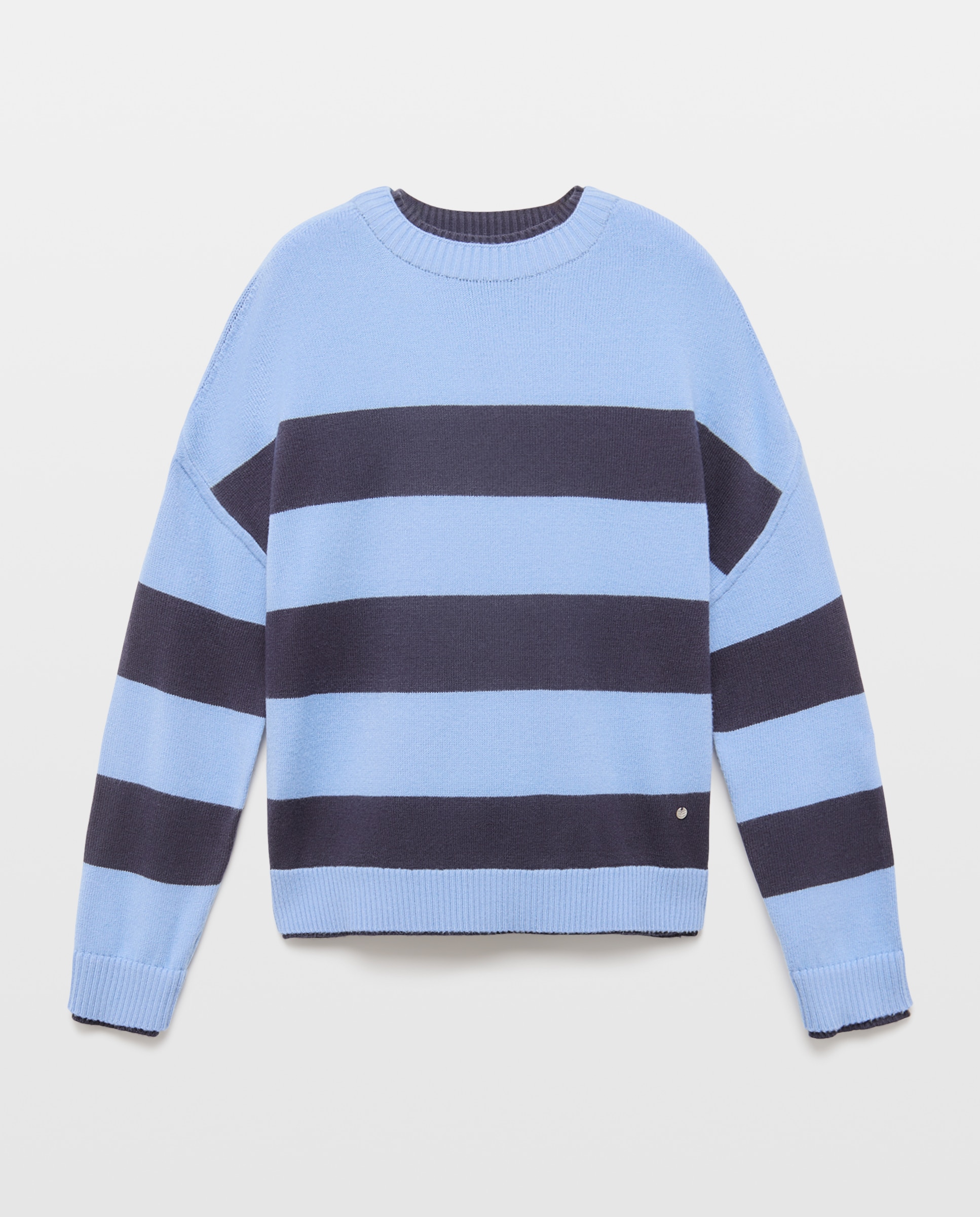 Camisola de Malha Rolling às Riscas Azul Intenso-5
