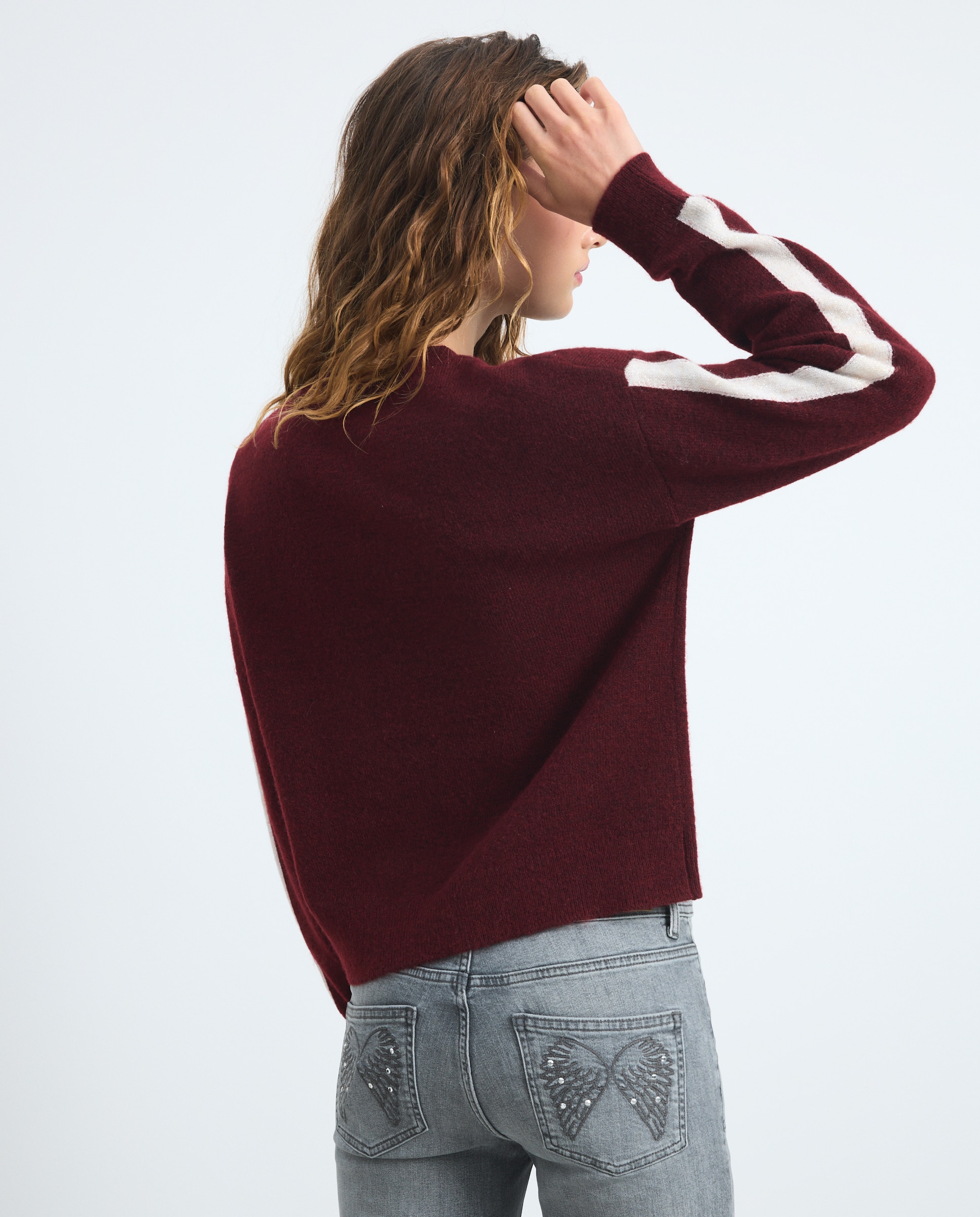 Camisola de Malha com Intársia Bordeaux-3